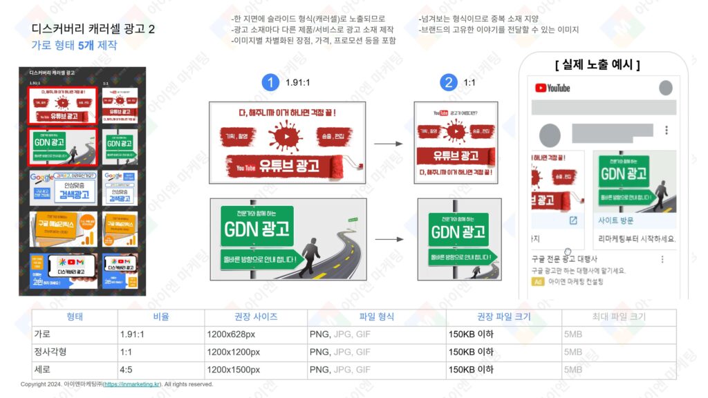 디맨드젠 캠페인 캐러셀 광고 제작 예시2 (구 구글 디스커버리 광고)