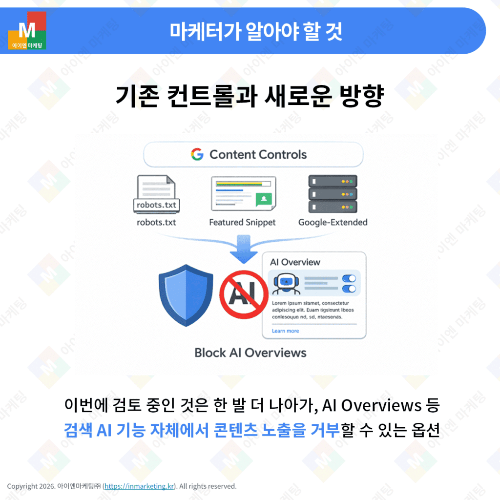 robots.txt와 AI Overviews 콘텐츠 노출 제어 비교