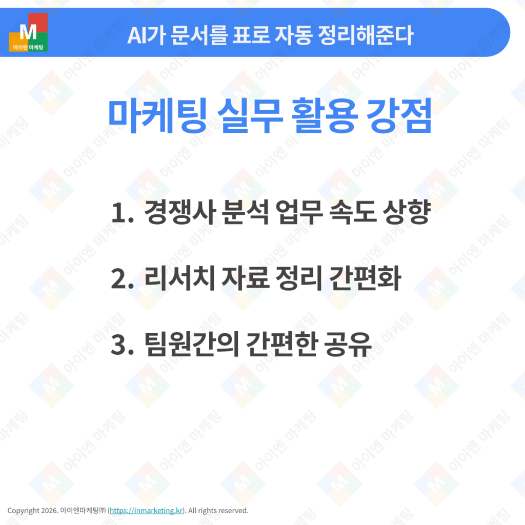 NotebookLM 데이터 테이블을 활용한 마케팅 실무 장점 정리