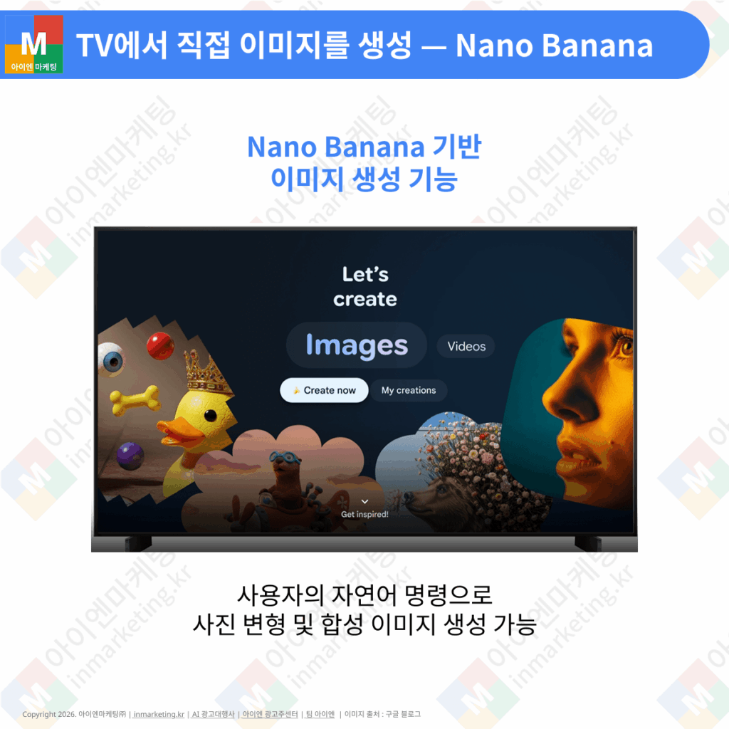 구글 TV에서 Nano Banana로 이미지를 생성하는 기능 설명 이미지