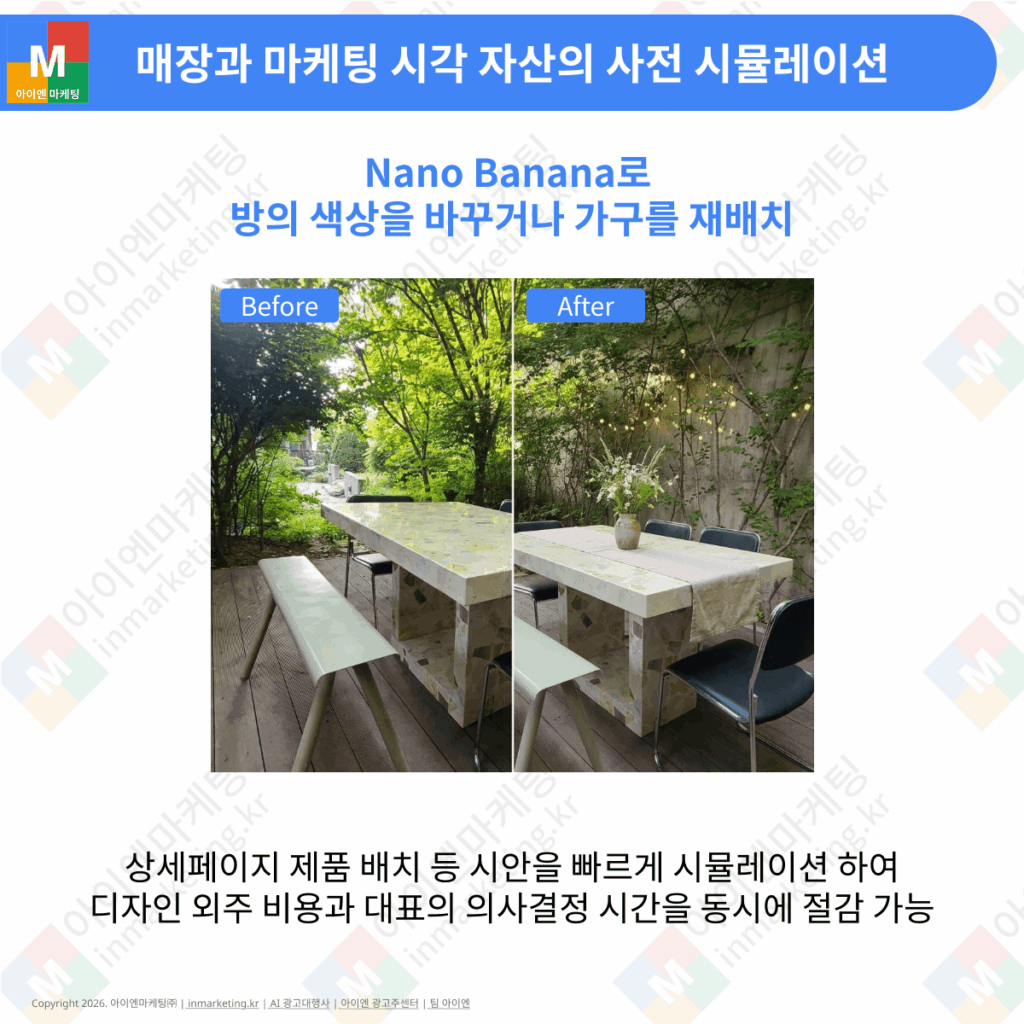 매장 인테리어를 AI로 시뮬레이션하는 before after 이미지