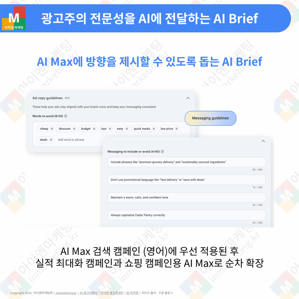 AI Brief 메시지 가이드라인 기능 설명 이미지