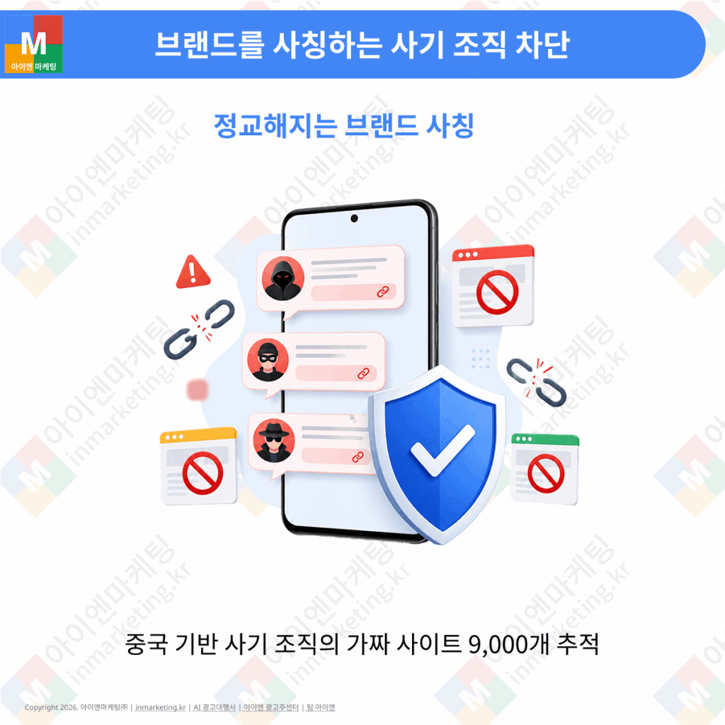 브랜드를 사칭하는 피싱 문자와 가짜 사이트를 차단하는 구글 보안 대응